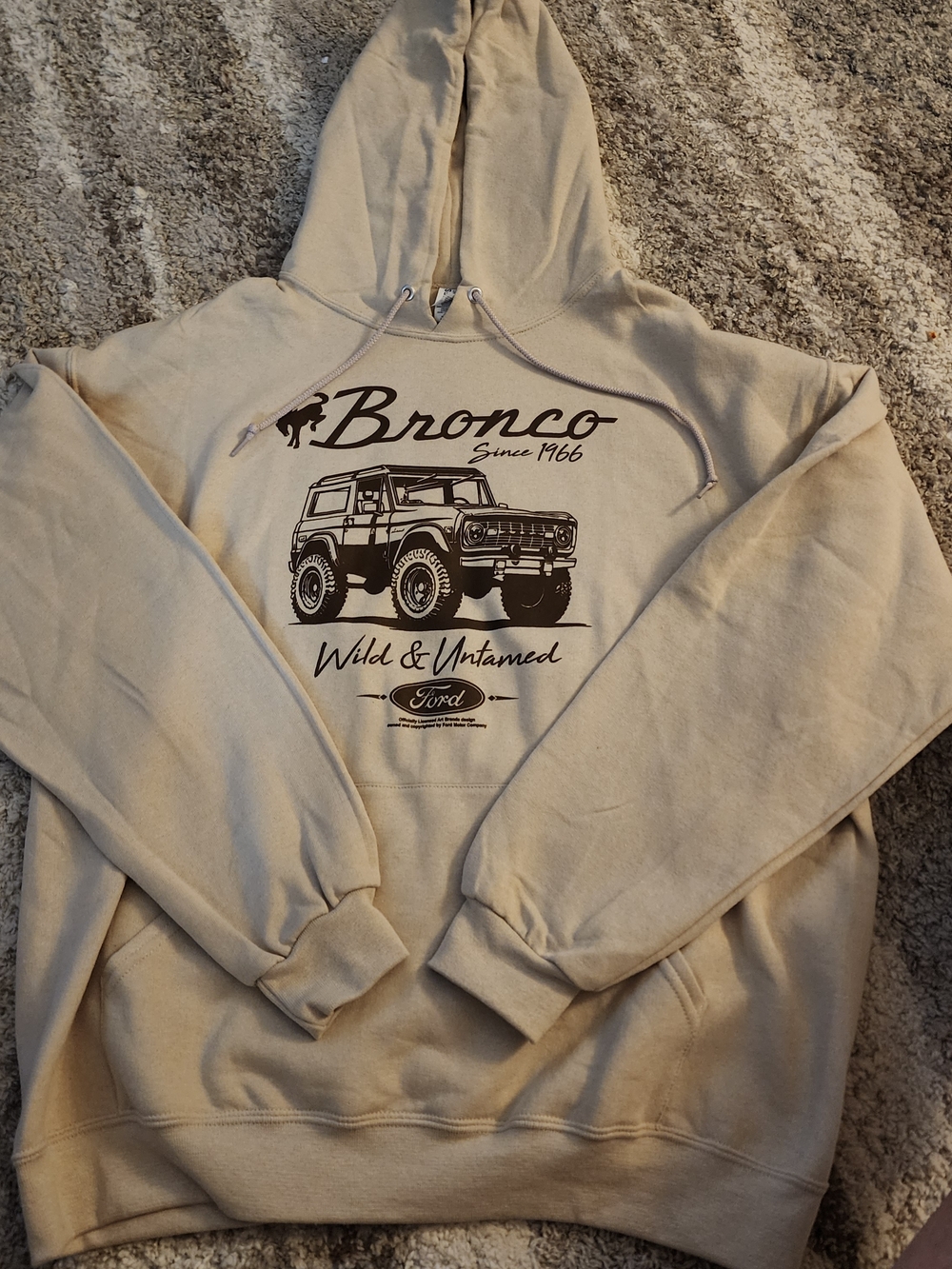 Ford Bronco Cream Graphic Hoodie - Pullover Sweatshirt. Brand New - Unisex